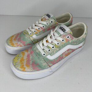 VANS Tie-Dye OLD SKOOL Lace-Up Sneakers Womens Size 6.5 Pastels Pink Green